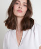 Picture of WALLAS ECRU DUAL-FABRIC V-NECK TOP